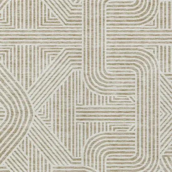Beige And Brown Abstract Washable Indoor Outdoor Area Rug Photo 7