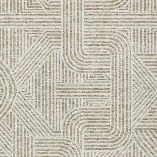 Beige And Brown Abstract Washable Indoor Outdoor Area Rug Photo 7