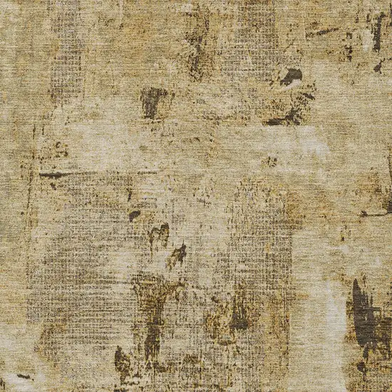 Beige And Brown Abstract Washable Indoor Outdoor Area Rug Photo 5