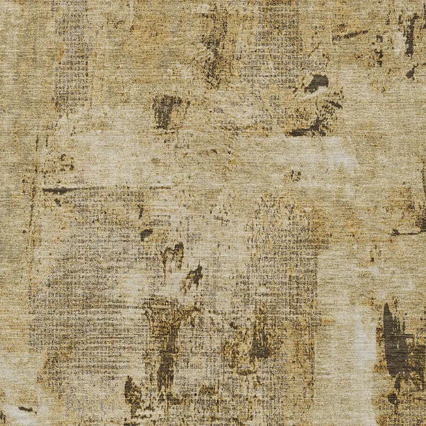 Beige And Brown Abstract Washable Indoor Outdoor Area Rug Photo 5