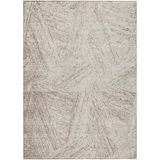 Beige And Brown Abstract Washable Indoor Outdoor Area Rug Photo 2