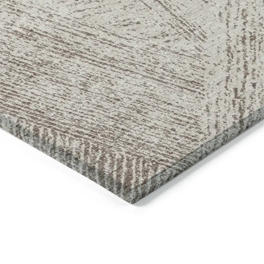 Beige And Brown Abstract Washable Indoor Outdoor Area Rug Photo 4