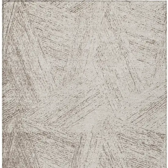 Beige And Brown Abstract Washable Indoor Outdoor Area Rug Photo 5