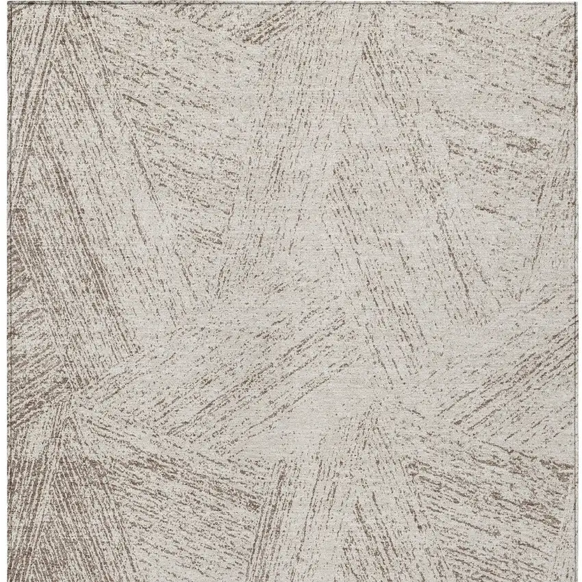 Beige And Brown Abstract Washable Indoor Outdoor Area Rug Photo 5