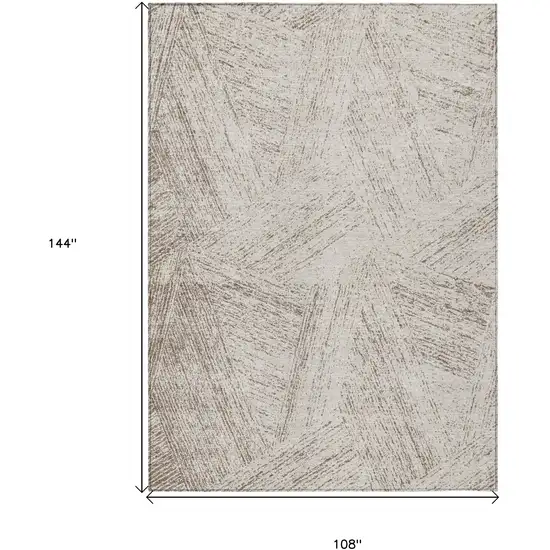 Beige And Brown Abstract Washable Indoor Outdoor Area Rug Photo 3