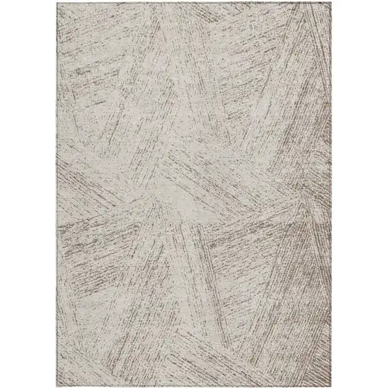 Beige And Brown Abstract Washable Indoor Outdoor Area Rug Photo 6