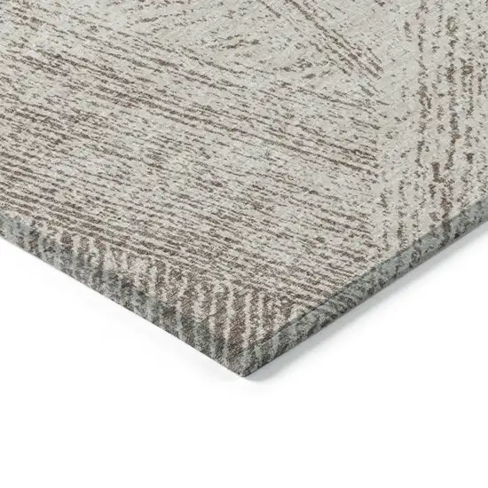 Beige And Brown Abstract Washable Indoor Outdoor Area Rug Photo 4