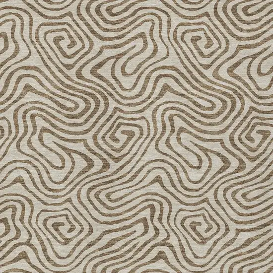 Beige And Brown Abstract Washable Indoor Outdoor Area Rug Photo 7