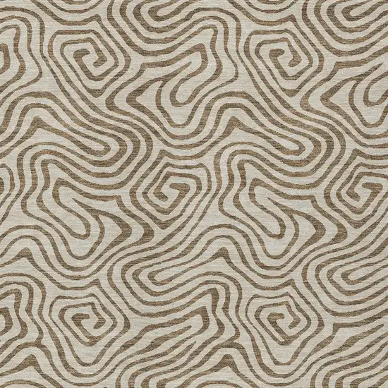 Beige And Brown Abstract Washable Indoor Outdoor Area Rug Photo 7