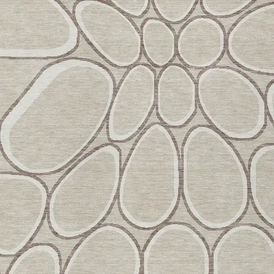 Beige And Brown Abstract Washable Indoor Outdoor Area Rug Photo 6