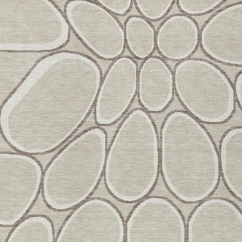 Beige And Brown Abstract Washable Indoor Outdoor Area Rug Photo 6