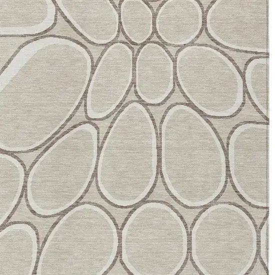 Beige And Brown Abstract Washable Indoor Outdoor Area Rug Photo 6