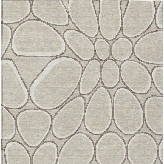 Beige And Brown Abstract Washable Indoor Outdoor Area Rug Photo 6