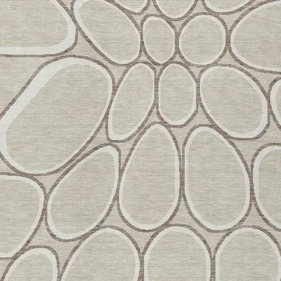 Beige And Brown Abstract Washable Indoor Outdoor Area Rug Photo 6