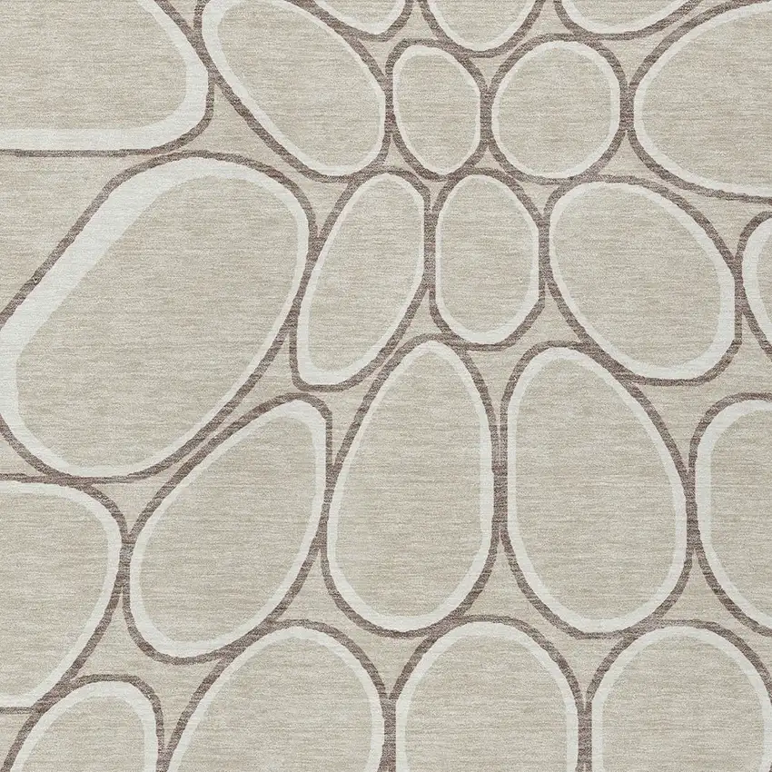 Beige And Brown Abstract Washable Indoor Outdoor Area Rug Photo 6
