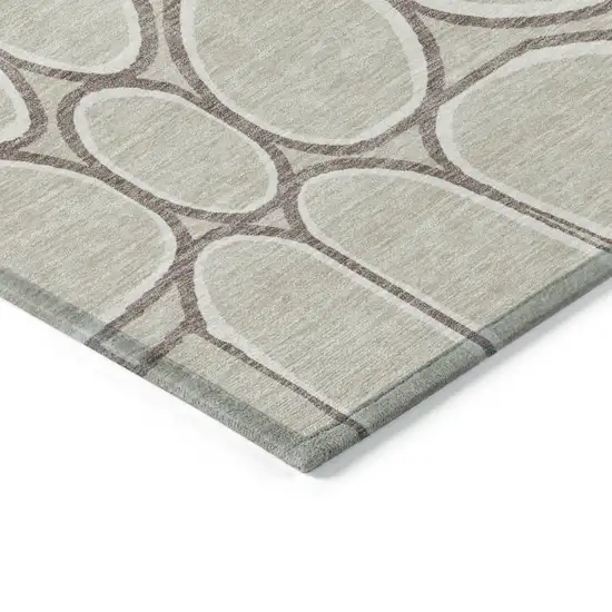 Beige And Brown Abstract Washable Indoor Outdoor Area Rug Photo 5