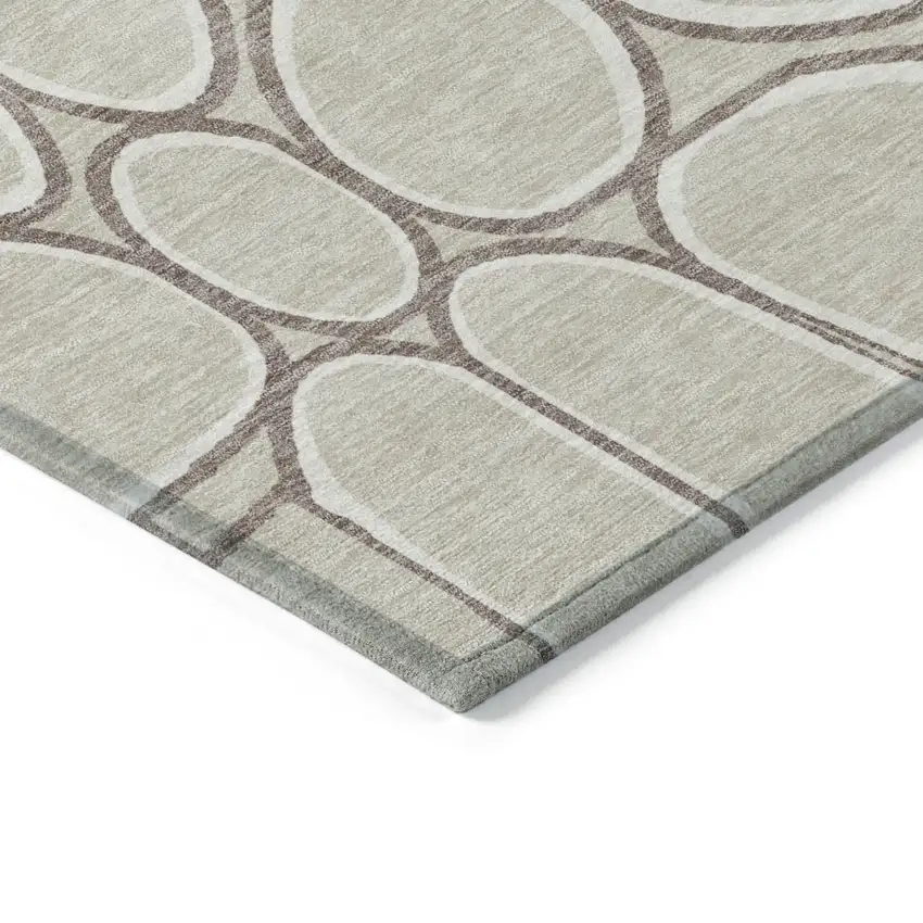 Beige And Brown Abstract Washable Indoor Outdoor Area Rug Photo 5