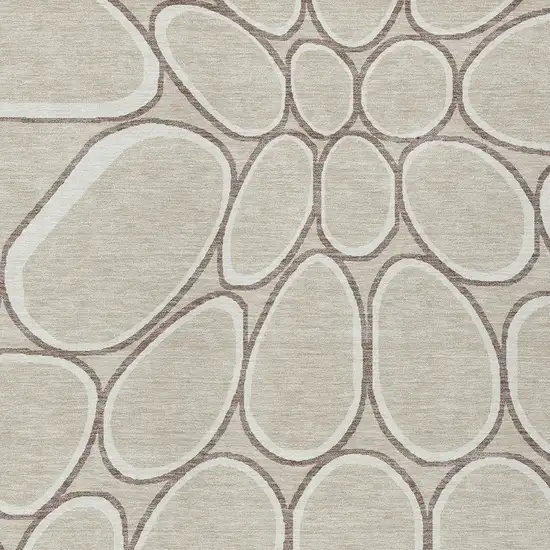 Beige And Brown Abstract Washable Indoor Outdoor Area Rug Photo 6