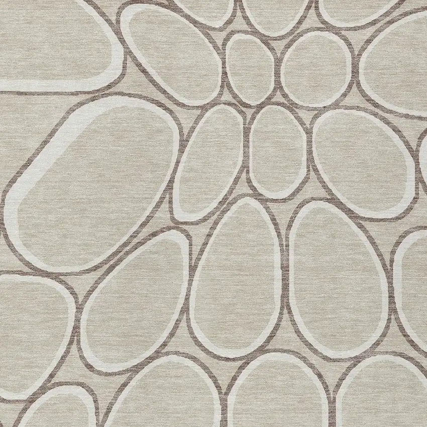 Beige And Brown Abstract Washable Indoor Outdoor Area Rug Photo 6