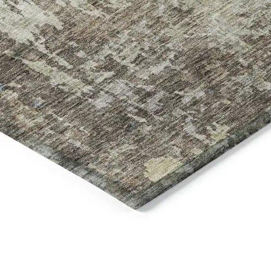 Beige And Brown Abstract Washable Indoor Outdoor Area Rug Photo 5