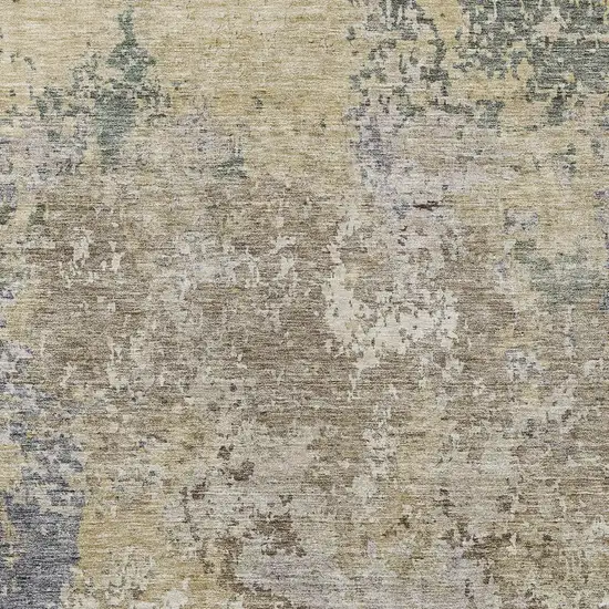 Beige And Brown Abstract Washable Indoor Outdoor Area Rug Photo 6