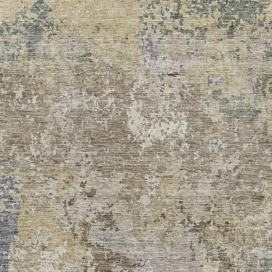 Beige And Brown Abstract Washable Indoor Outdoor Area Rug Photo 6