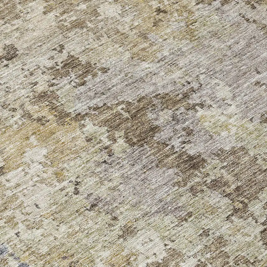 Beige And Brown Abstract Washable Indoor Outdoor Area Rug Photo 8