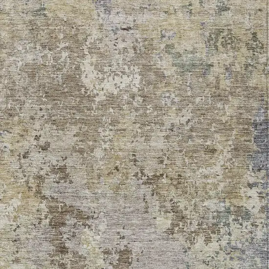 Beige And Brown Abstract Washable Indoor Outdoor Area Rug Photo 6