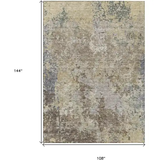 Beige And Brown Abstract Washable Indoor Outdoor Area Rug Photo 3