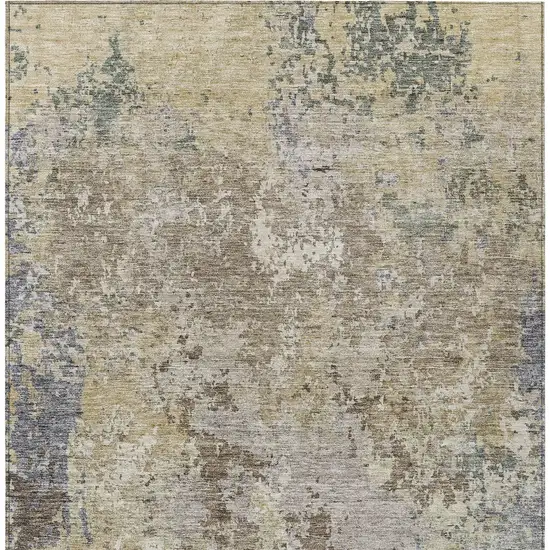 Beige And Brown Abstract Washable Indoor Outdoor Area Rug Photo 6