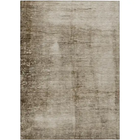 Beige And Brown Abstract Washable Indoor Outdoor Area Rug Photo 8