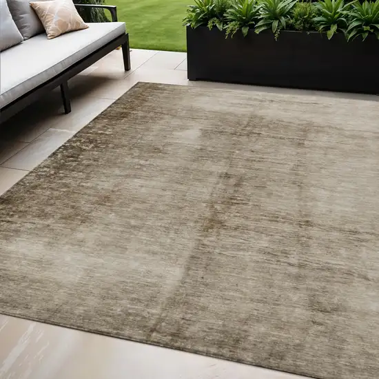 Beige And Brown Abstract Washable Indoor Outdoor Area Rug Photo 1