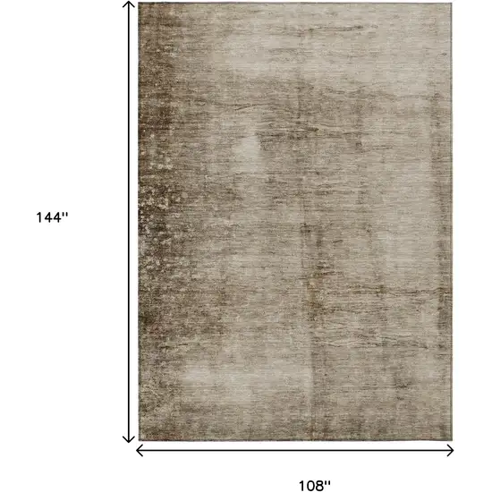 Beige And Brown Abstract Washable Indoor Outdoor Area Rug Photo 7