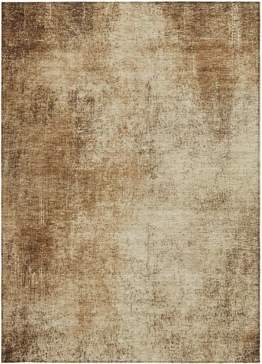 Beige And Brown Abstract Washable Indoor Outdoor Area Rug Photo 9