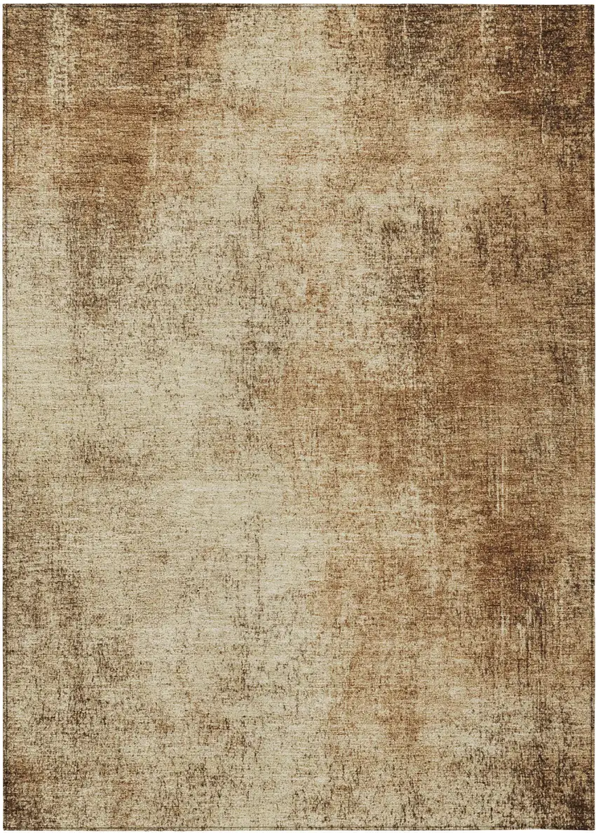 Beige And Brown Abstract Washable Indoor Outdoor Area Rug Photo 8