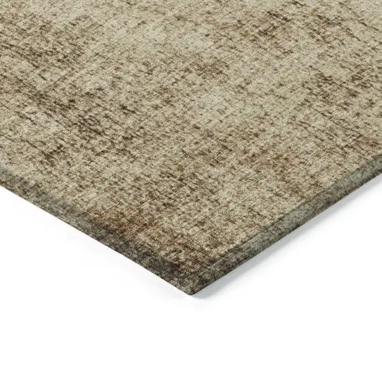 Beige And Brown Abstract Washable Indoor Outdoor Area Rug Photo 9