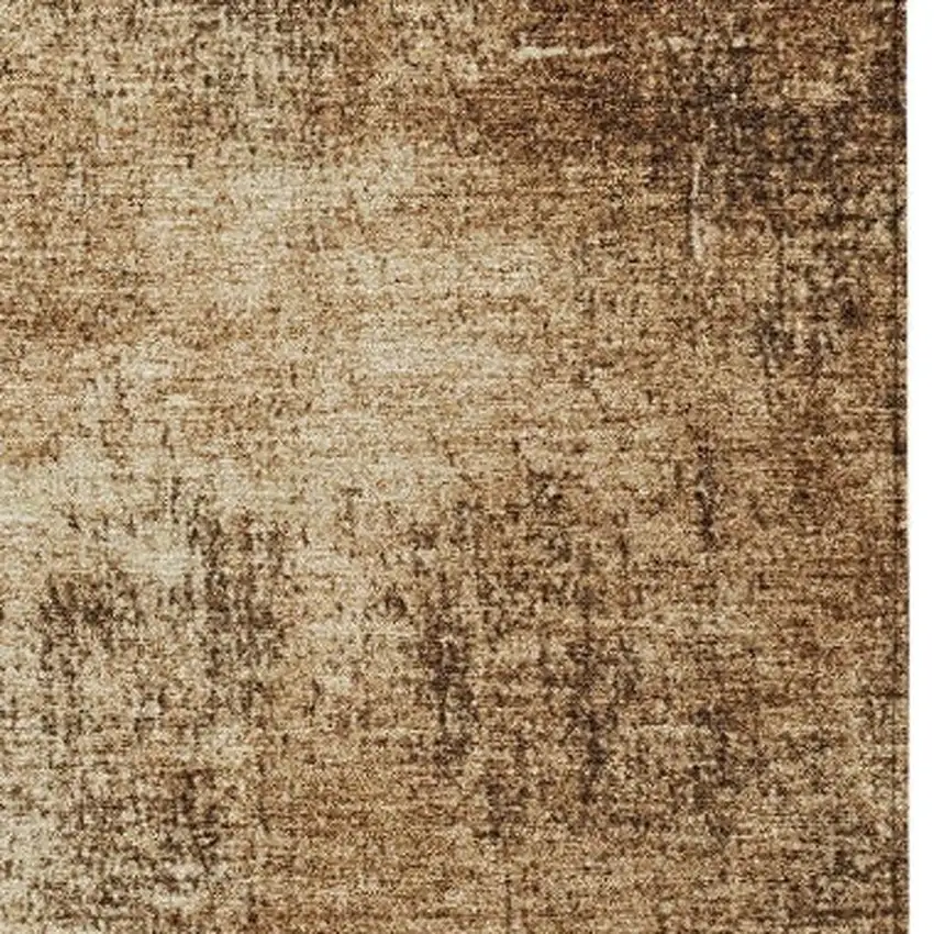 Beige And Brown Abstract Washable Indoor Outdoor Area Rug Photo 3