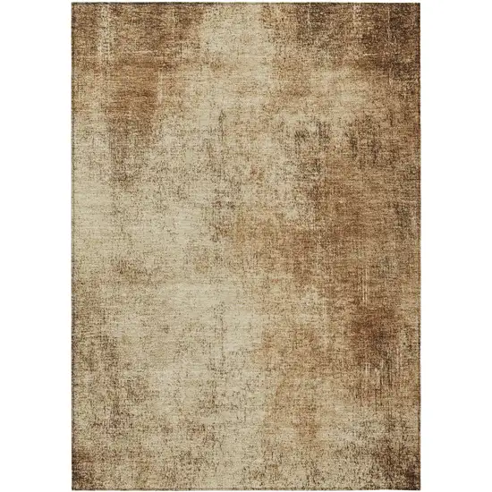 Beige And Brown Abstract Washable Indoor Outdoor Area Rug Photo 8
