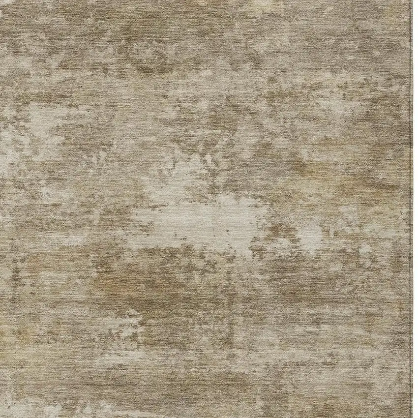 Beige And Brown Abstract Washable Indoor Outdoor Area Rug Photo 2
