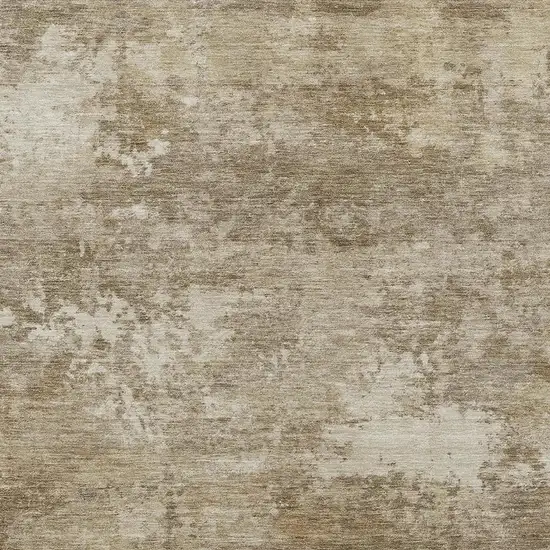 Beige And Brown Abstract Washable Indoor Outdoor Area Rug Photo 2