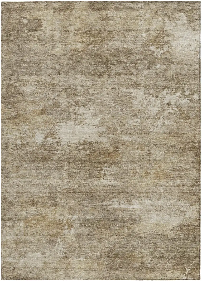Beige And Brown Abstract Washable Indoor Outdoor Area Rug Photo 3