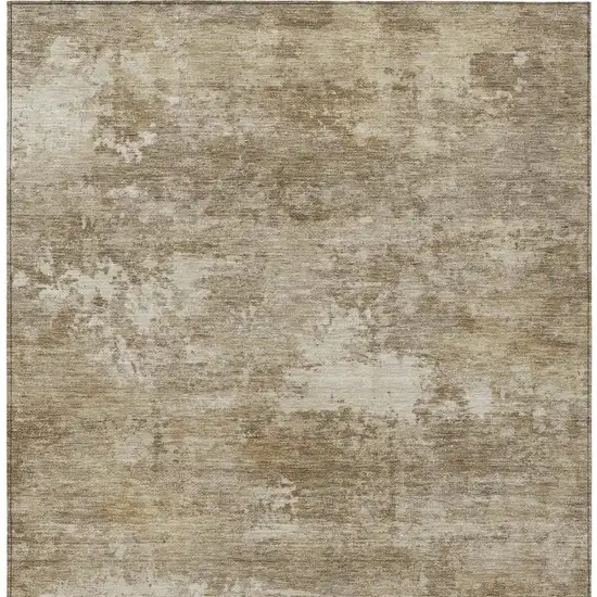 Beige And Brown Abstract Washable Indoor Outdoor Area Rug Photo 2