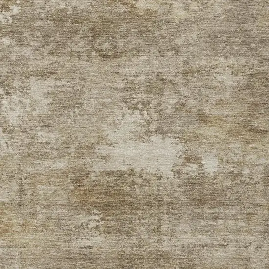 Beige And Brown Abstract Washable Indoor Outdoor Area Rug Photo 2