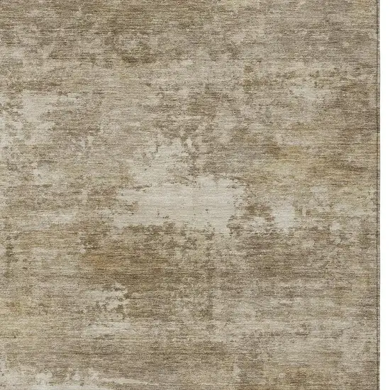 Beige And Brown Abstract Washable Indoor Outdoor Area Rug Photo 2