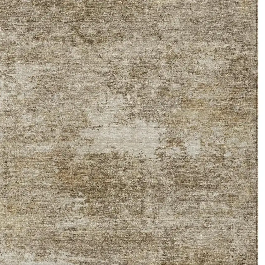Beige And Brown Abstract Washable Indoor Outdoor Area Rug Photo 2