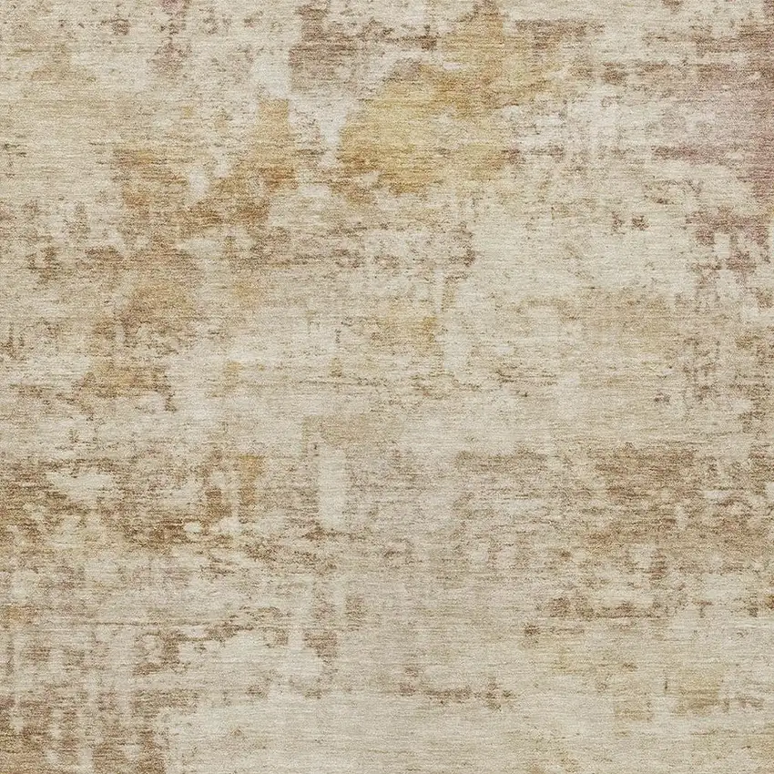 Beige And Brown Abstract Washable Indoor Outdoor Area Rug Photo 2