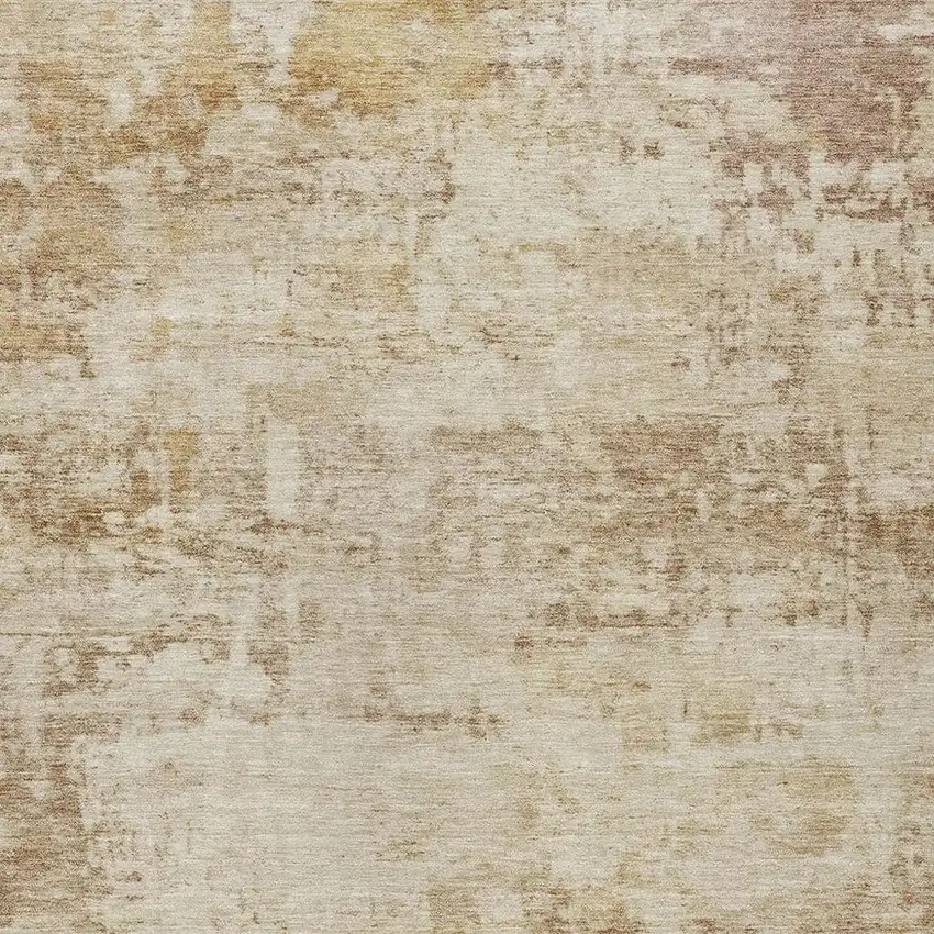 Beige And Brown Abstract Washable Indoor Outdoor Area Rug Photo 2