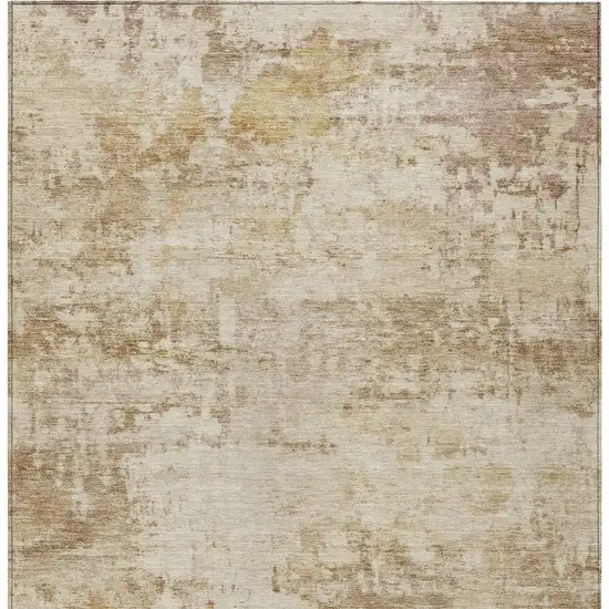 Beige And Brown Abstract Washable Indoor Outdoor Area Rug Photo 3