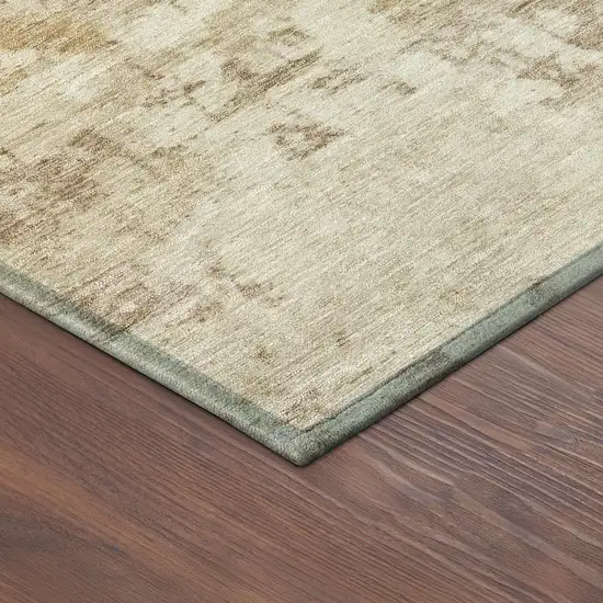 Beige And Brown Abstract Washable Indoor Outdoor Area Rug Photo 5