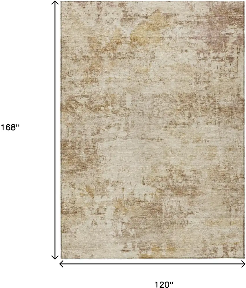 Beige And Brown Abstract Washable Indoor Outdoor Area Rug Photo 7
